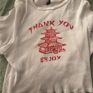 White and Red Graphic Tee